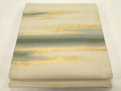 平和屋着物●爪掻き本綴れ　八寸名古屋帯　霞文　金糸　正絹　逸品　CABF6382dy