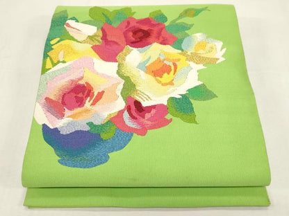 平和屋着物●爪掻き本綴れ　八寸名古屋帯　薔薇　正絹　逸品　CABF6383dy