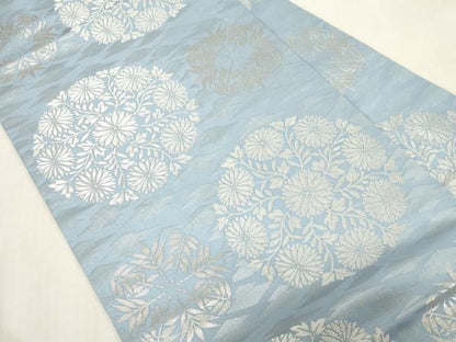 平和屋着物●西陣　川島織物　九寸名古屋帯　草花丸文　銀糸　正絹　逸品　CABF6386dy