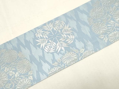 平和屋着物●西陣　川島織物　九寸名古屋帯　草花丸文　銀糸　正絹　逸品　CABF6386dy