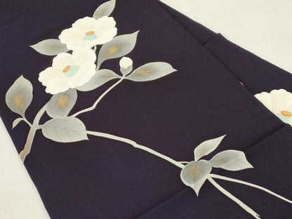 平和屋着物●塩瀬　九寸名古屋帯　手描き　草花文　金彩　正絹　逸品　CABF6388dy
