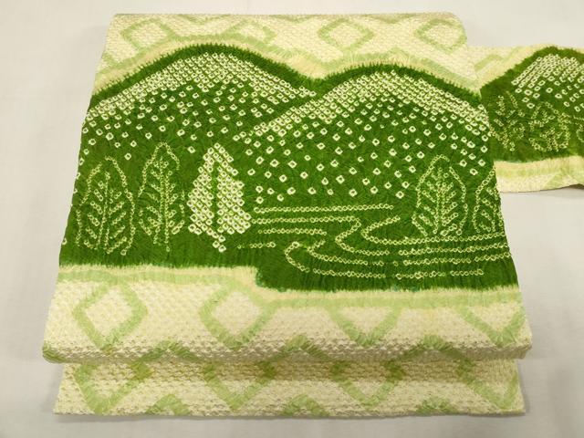 平和屋着物●九寸名古屋帯　絞り　遠山文　正絹　逸品　CABF6389dy
