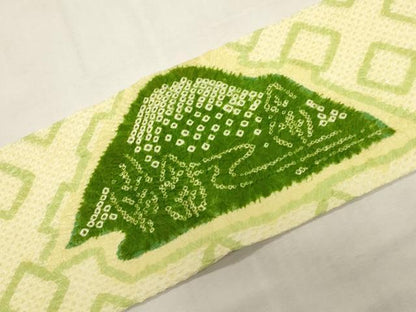 平和屋着物●九寸名古屋帯　絞り　遠山文　正絹　逸品　CABF6389dy