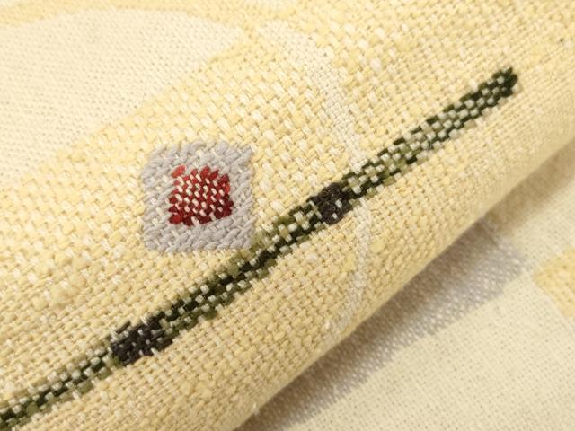 平和屋着物●八寸名古屋帯　紬地　幾何学丸文　正絹　逸品　未使用　CABF6396dy