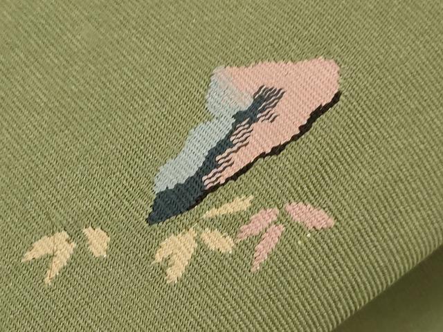 平和屋着物●爪掻き本綴れ　八寸名古屋帯　風景文　金糸　正絹　逸品　CABF6397dy