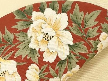 平和屋着物●塩瀬　九寸名古屋帯　手描き　花蝶文　正絹　逸品　CABF6398dy