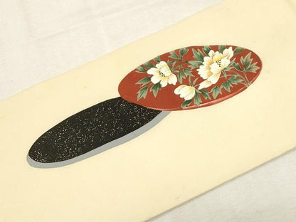 平和屋着物●塩瀬　九寸名古屋帯　手描き　花蝶文　正絹　逸品　CABF6398dy