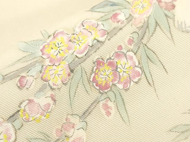 平和屋着物●塩瀬　九寸名古屋帯　作家物　手描き　童子花文　正絹　逸品　CABF6399dy