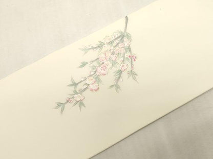 平和屋着物●塩瀬　九寸名古屋帯　作家物　手描き　童子花文　正絹　逸品　CABF6399dy