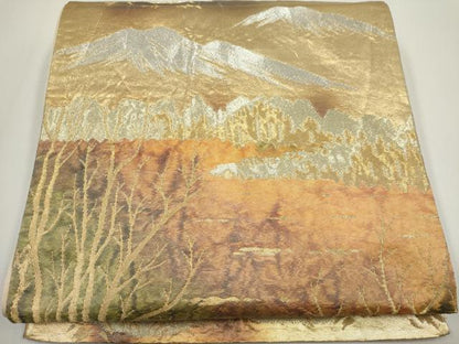 平和屋着物◎六通柄袋帯 風景文 金銀糸 正絹 逸品 CABF6402ou