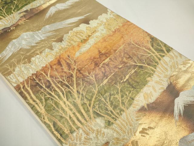 平和屋着物◎六通柄袋帯 風景文 金銀糸 正絹 逸品 CABF6402ou