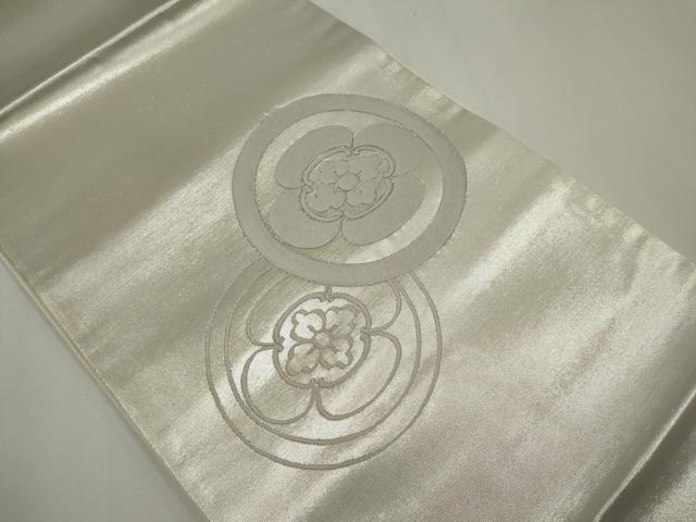 平和屋着物◎太鼓柄袋帯 総刺繍 花丸文 銀糸 正絹 逸品 CABF6406ou