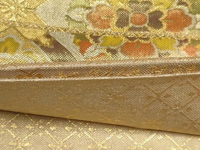 平和屋着物◎佐賀錦 六通柄袋帯 花菱文 金糸 正絹 逸品 CABF6412ou