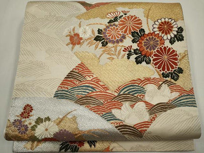 平和屋着物◎六通柄袋帯　唐織　都つづれ　金銀糸　正絹　逸品　CABF6415ou