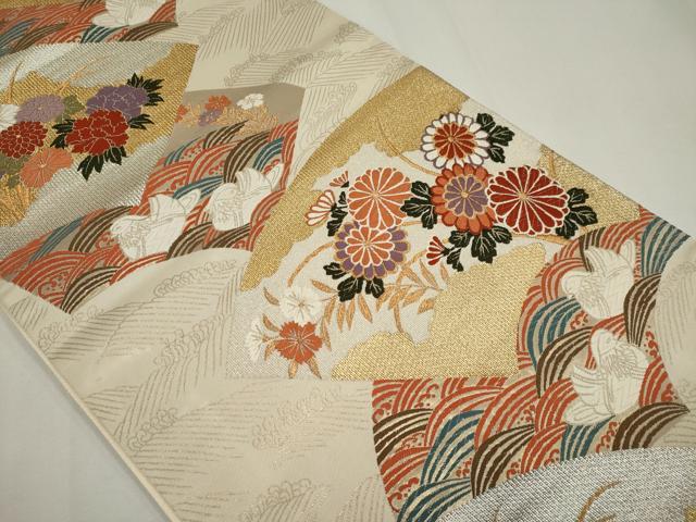 平和屋着物◎六通柄袋帯　唐織　都つづれ　金銀糸　正絹　逸品　CABF6415ou
