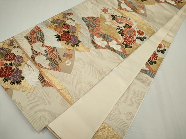 平和屋着物◎六通柄袋帯　唐織　都つづれ　金銀糸　正絹　逸品　CABF6415ou