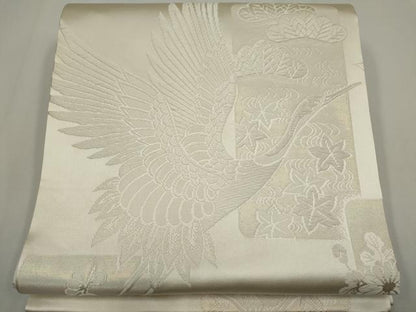 平和屋着物◎全通柄袋帯　唐織　飛鶴文　正絹　逸品　CABF6417ou