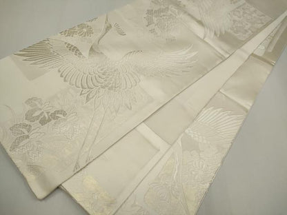 平和屋着物◎全通柄袋帯　唐織　飛鶴文　正絹　逸品　CABF6417ou