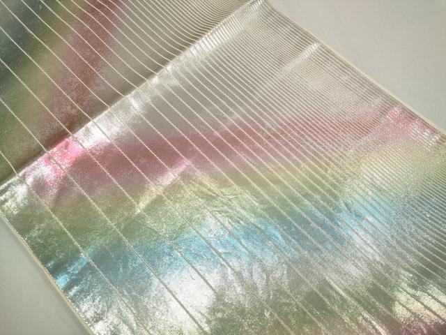 平和屋着物◎六通柄袋帯 霞文 銀糸 正絹 逸品 CABF6420ou