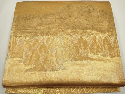 平和屋着物◎六通柄袋帯　風景文　金糸　引箔　正絹　逸品　CABF6427ou