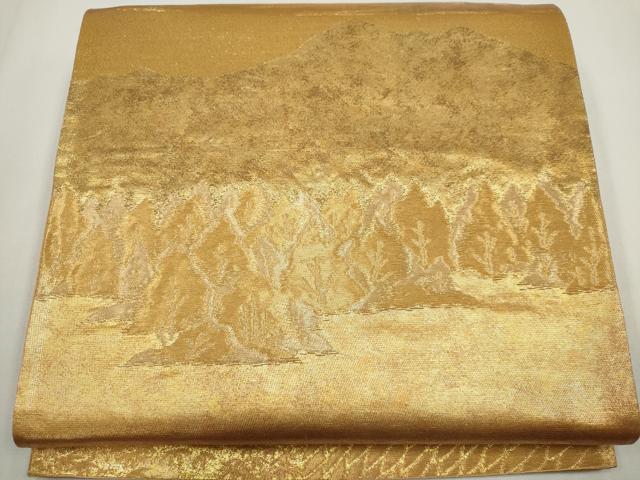 平和屋着物◎六通柄袋帯　風景文　金糸　引箔　正絹　逸品　CABF6427ou