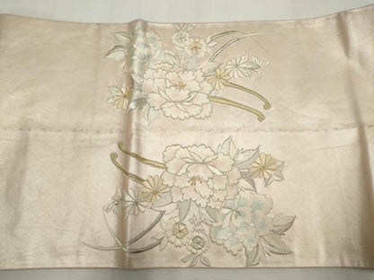 平和屋着物◎太鼓柄袋帯　総刺繍　花車文　金銀糸　正絹　逸品　CABF6432ou