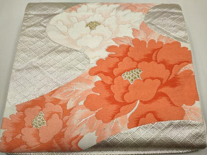 平和屋着物◎六通柄袋帯　唐織　流水花文　金銀糸　正絹　逸品　CABF6433ou
