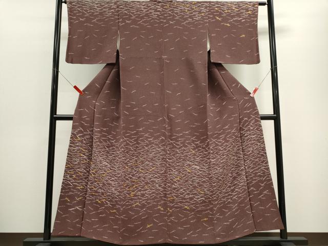 平和屋着物■訪問着 溢れ松葉文 鬼しぼ縮緬 正絹 逸品 CABF6444ou