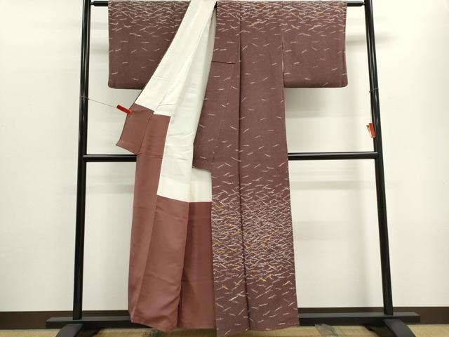 平和屋着物■訪問着 溢れ松葉文 鬼しぼ縮緬 正絹 逸品 CABF6444ou