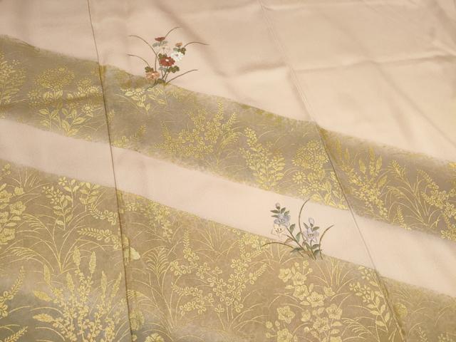 平和屋着物■訪問着 刺繍 草花文 暈し染め 金彩 正絹 逸品 CABF6445ou