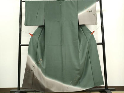 平和屋着物■訪問着 枝花文 暈し染め 金糸 正絹 逸品 CABF6448ou