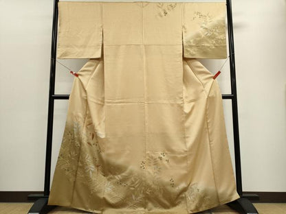 平和屋着物■訪問着　駒刺繍　枝葉文　暈し染め　正絹　逸品　CABF6455ou