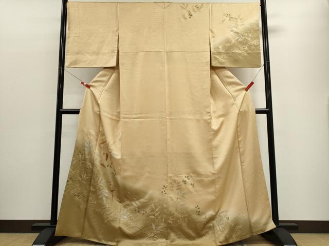 平和屋着物■訪問着　駒刺繍　枝葉文　暈し染め　正絹　逸品　CABF6455ou