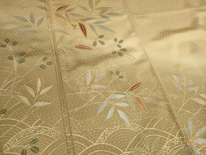 平和屋着物■訪問着　駒刺繍　枝葉文　暈し染め　正絹　逸品　CABF6455ou