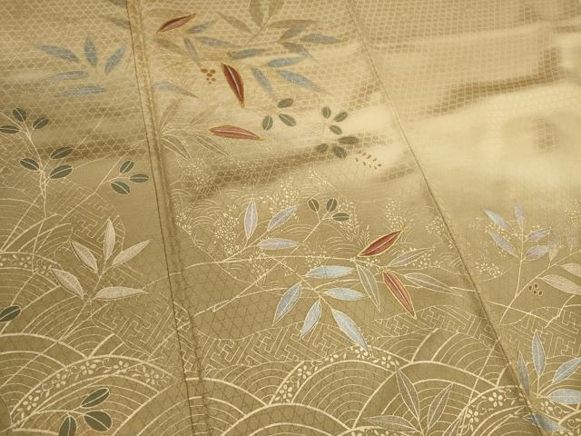 平和屋着物■訪問着　駒刺繍　枝葉文　暈し染め　正絹　逸品　CABF6455ou
