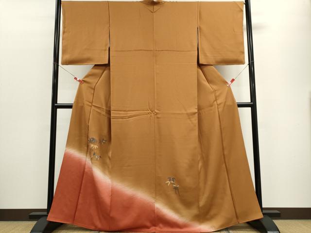 平和屋着物■色留訪問着 竹屋町刺繍 枝葉文 暈し染め 金彩 正絹 逸品 CABF6459ou