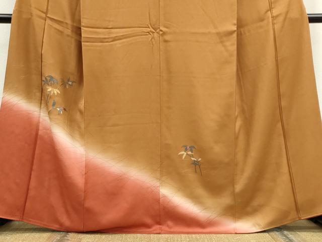 平和屋着物■色留訪問着 竹屋町刺繍 枝葉文 暈し染め 金彩 正絹 逸品 CABF6459ou