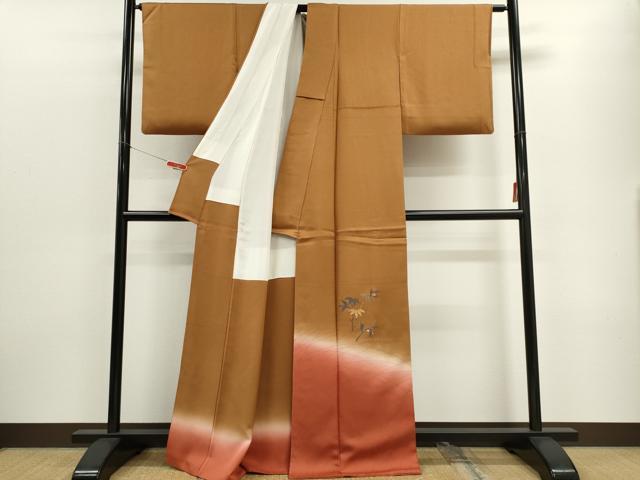 平和屋着物■色留訪問着 竹屋町刺繍 枝葉文 暈し染め 金彩 正絹 逸品 CABF6459ou