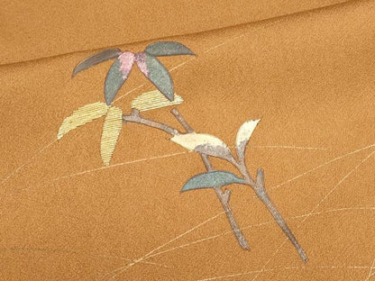 平和屋着物■色留訪問着 竹屋町刺繍 枝葉文 暈し染め 金彩 正絹 逸品 CABF6459ou