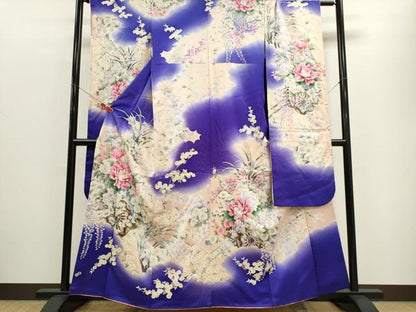 平和屋着物■豪華振袖 駒刺繍 花籠文 暈し染め 金銀彩 正絹 逸品 CABF6460ou