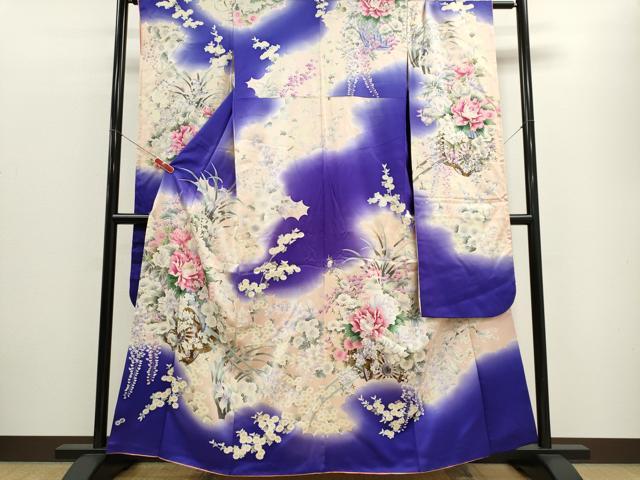平和屋着物■豪華振袖 駒刺繍 花籠文 暈し染め 金銀彩 正絹 逸品 CABF6460ou