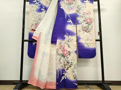 平和屋着物■豪華振袖 駒刺繍 花籠文 暈し染め 金銀彩 正絹 逸品 CABF6460ou