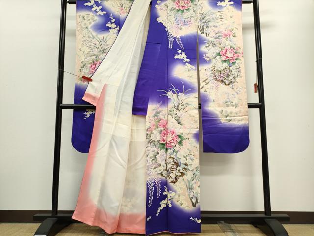 平和屋着物■豪華振袖 駒刺繍 花籠文 暈し染め 金銀彩 正絹 逸品 CABF6460ou