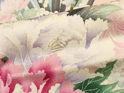 平和屋着物■豪華振袖 駒刺繍 花籠文 暈し染め 金銀彩 正絹 逸品 CABF6460ou