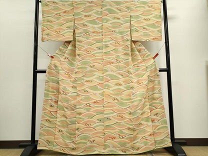 平和屋着物■上質な小紋 立波梅文 金彩 正絹 逸品 CABF6463ou