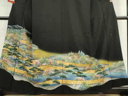 平和屋着物■豪華黒留袖 作家物 風景文 金彩 正絹 逸品 CABF6470ou