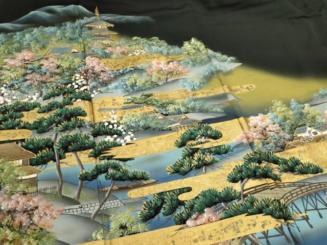 平和屋着物■豪華黒留袖 作家物 風景文 金彩 正絹 逸品 CABF6470ou