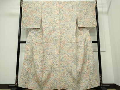平和屋着物▽上質な小紋　単衣　風景文　正絹　逸品　CABF6477ou