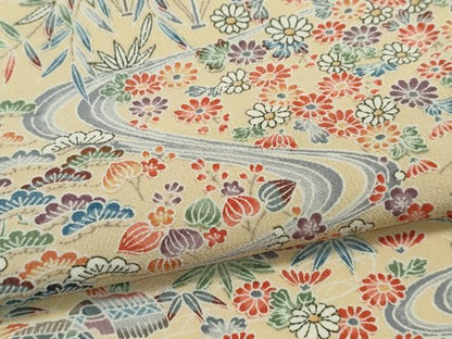平和屋着物▽上質な小紋　単衣　風景文　正絹　逸品　CABF6477ou