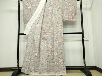 平和屋着物▽上質な小紋　単衣　辻が花　正絹　逸品　未使用　CABF6478ou